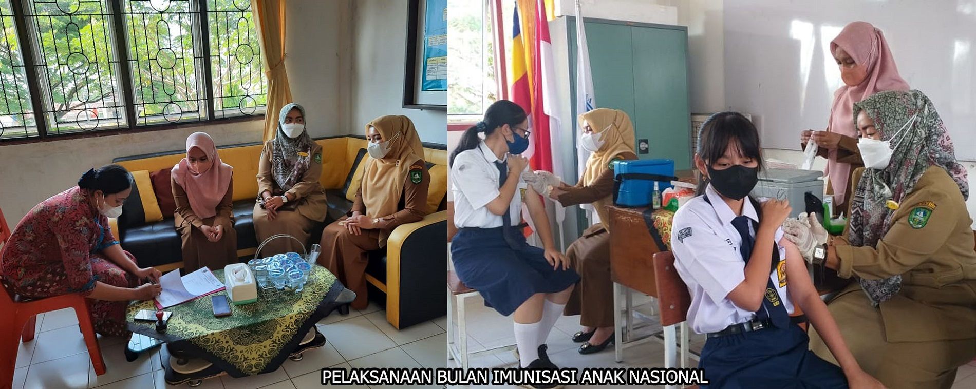 PELAKSANAAN BULAN IMUNISASI ANAK NASIONAL  di SMPS PELOPOR MANDAU